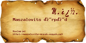 Maszalovits Árpád névjegykártya